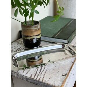 Vintage 1960s W.M. Rogers Silver Plate Metal Butter Plate Serving Tray 10"L